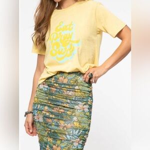 Le Superbe Eat Pray Surf Graphic Tee In Yellow Size MediumnNew